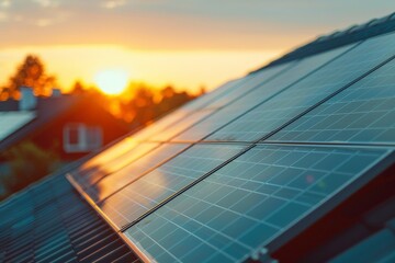 Fototapeta premium close-up of new building with solar panels . Beautiful simple AI generated image in 4K, unique.