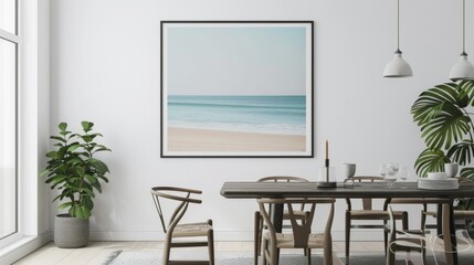 Sleek Home Office in Serene White, Frame Mockup for Modern Professional Spaces