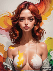 women painting illustration design