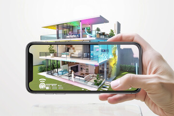 An image showing the use of augmented reality technology that allows users to explore virtual environments in real time.