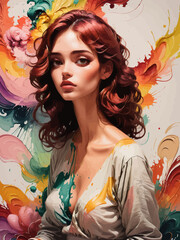 women painting illustration design
