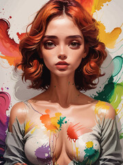 women painting illustration design