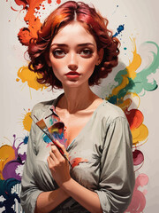 women painting illustration design