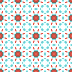 Fototapeta premium Colorful geometric ornamental style pattern on a white backdrop