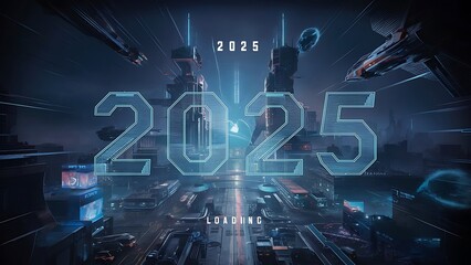 Happy new year 2025 gaming loading screen.New concept . Modern day concept.