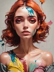 women painting illustration design