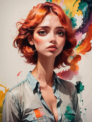 women painting illustration design