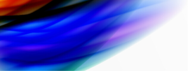 Rainbow color silk blurred wavy line background on white, luxuriously vibrant visually captivating backdrop. Stunning blend of colors reminiscent of rainbow, silky and gracefully blurred wavy pattern