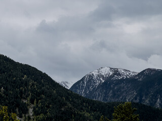 Obraz premium snow-capped mountains of Andorra in spring