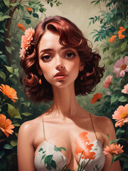 women painting illustration design