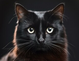 Obraz premium A black cat looking at camera 