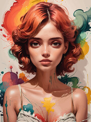 women painting illustration design