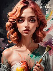 women painting illustration design