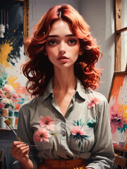 women painting illustration design