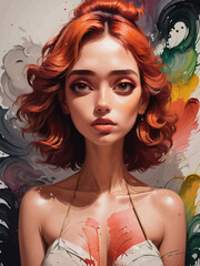 women painting illustration design