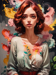 women painting illustration design