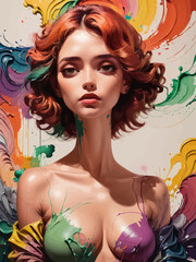 women painting illustration design