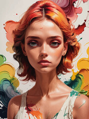 women painting illustration design