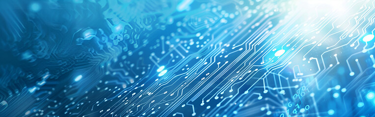 A close up of a circuit board with a blue light on it futuristic illumination blue background
 - Powered by Adobe