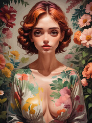 women painting illustration design