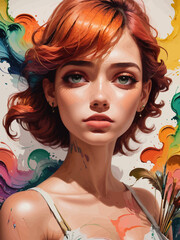 women painting illustration design