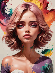 women painting illustration design