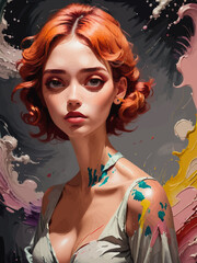 women painting illustration design