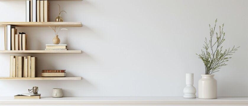 Minimalist bookshelf with a few neatly arranged books