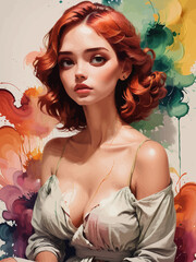 women painting illustration design