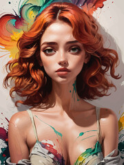 women painting illustration design