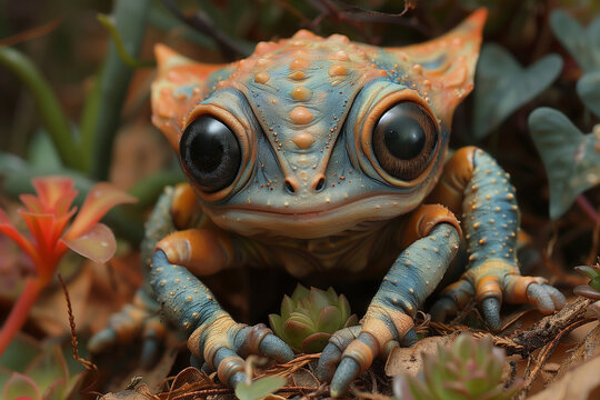 litle monster on a leaf Generative AI
