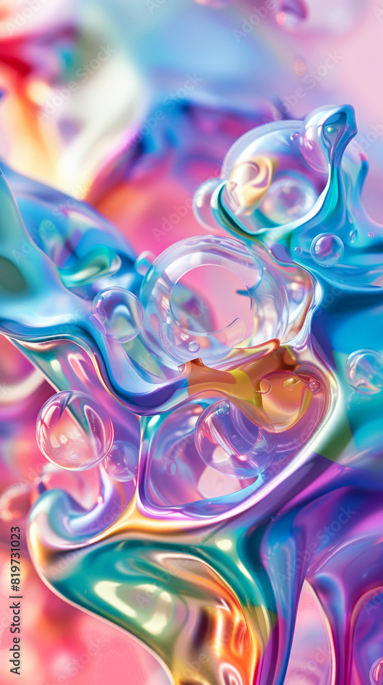 Poster a colorful abstract background with multicolored organic shapes and bubbles