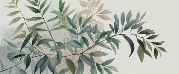 hand drawn illustration of a branch with leaves