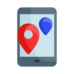 Mobile maps icon vector illustration in flat style