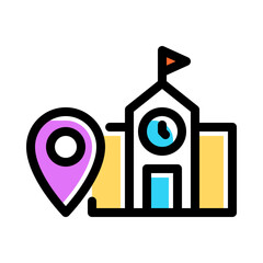 School location adress icon vector in colored outline