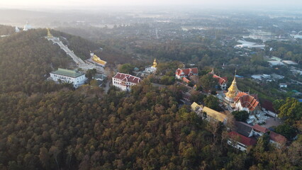 Ancient white and orange church stands tall in the cityscape