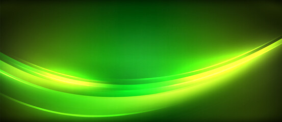 Neon glowing circle rays, light round lines in the dark, planet style neon wave lines. Energetic electric concept design for wallpaper, banner, background