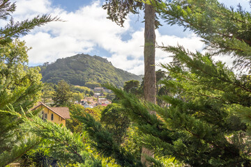 Town of Sintra and Moorish Castle in the background, Sintra, Portugal