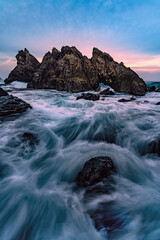 Fototapeta premium Landscape and seascape in Gigi Hiu, Lampung, Indonesia.