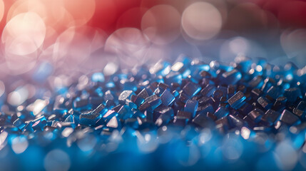 Obraz premium Blue translucent Plastic pellets Background Close-up Plastic granules Polymer plastic beads resin polymer