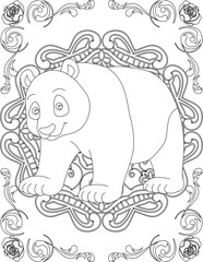Obraz premium Panda on Mandala Coloring Page. Printable Coloring Worksheet for Adults and Kids. Educational Resources for School and Preschool. Mandala Coloring for Adults