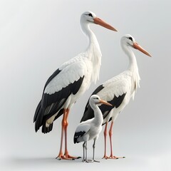 Graceful Storks Wading in a Serene Wetland Habitat