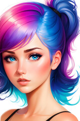 Fototapeta premium Nice girl. Imitation of painting. Stylized illustration.