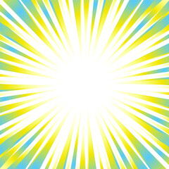 Obraz premium 水色と黄色のグラデーションの集中線の素材