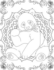 Panda on Mandala Coloring Page. Printable Coloring Worksheet for Adults and Kids. Educational Resources for School and Preschool. Mandala Coloring for Adults