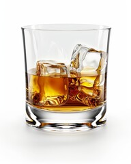 Whiskey Tumbler with Ice Isolated on a White Background. Generative AI.