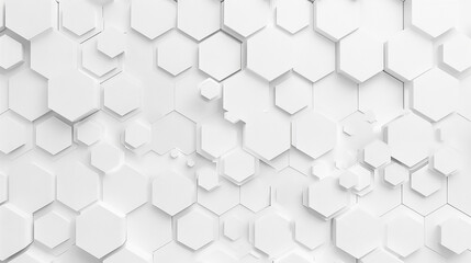 Abstract. Embossed Hexagon, honeycomb white background. light and shadow. Panoramic Wall of Random shifted white honeycomb hexagon background. 