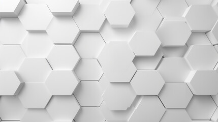 Abstract. Embossed Hexagon, honeycomb white background. light and shadow. Panoramic Wall of Random shifted white honeycomb hexagon background. 