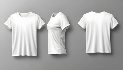 Mockup template white t shirt round neck men and women 3