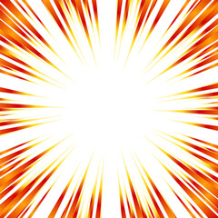 赤と黄色のグラデーションの集中線の素材